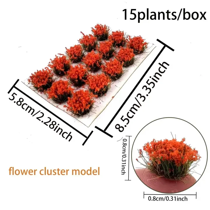Grass Tufts and Miniature Flowers Cluster for Crafts,Diorama Grass Supplies,Model Grass Scene Accessories for Train Railroad