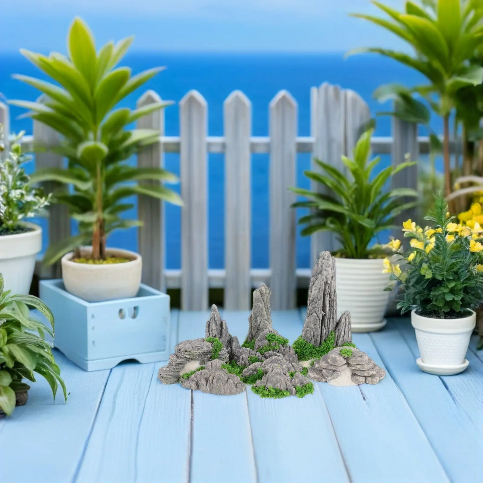 10Pcs Mini Resin Rockery Ornaments for Micro Landscape Bonsai Garden Decor Artificial Landscape Desk Arrangement