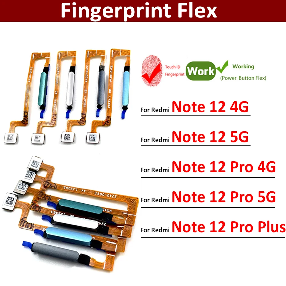 

New For Redmi Note 12 Pro Plus 4G 5G Home Button FingerPrint Touch ID Sensor Flex Cable Ribbon Replacement Parts