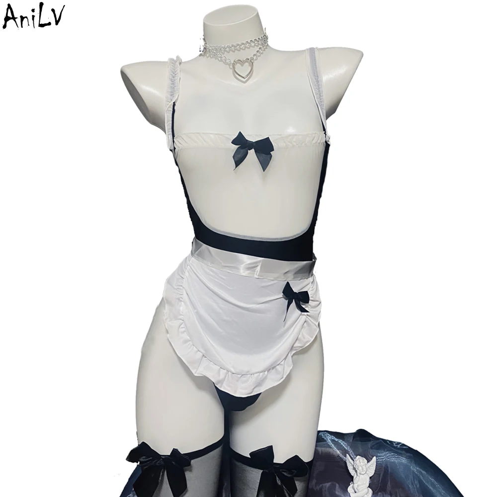 AniLV Anime Maid Uniform Temperament Clothes Role Play Women Perspective Bodysuit Underwear Erotic Pajamas Outfit Costume