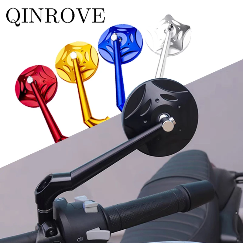 

8/10MM Universal Motorcycle Rear View Mirrors CNC Aluminum Alloy Side Mirror Blue Convex for YAMAHA MT09 10 NVX155 Kawasaki Z250