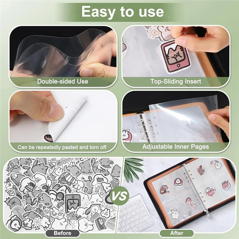 

GW-A5 Holographic Sticker Book Hardcover Sticker Organizer Binder Reusable Collecting Album Storage Book With 30 Pages Orange