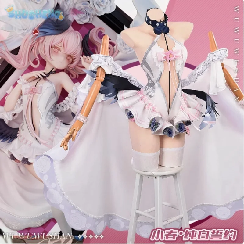 

Game Azur Lane Shimoe Koharu Pure White Oath Cosplay Costume Halloween Sweet jumpsuit Uniform Cloak Accessories Props New Set