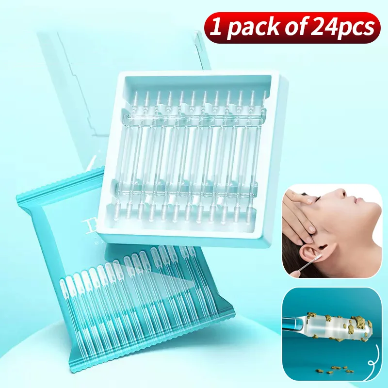 24 шт. одноразовые силиконовые средства для удаления ушной серы, липкие щипцы для ушей для детей, пожилых людей, S/L, очиститель для ушей, многоразовые клейкие насадки для ушей