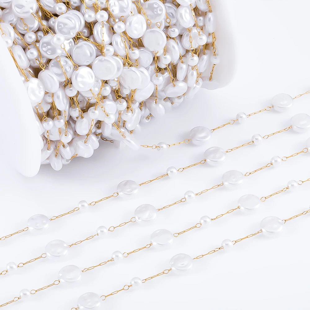 0,5 M 1 M Unregelmäßige Imitation Perle Perlen Ketten Metall Halsketten Armbänder Perle Kette Frauen Kleidung Schmuck Machen DIY liefert – Detail 16