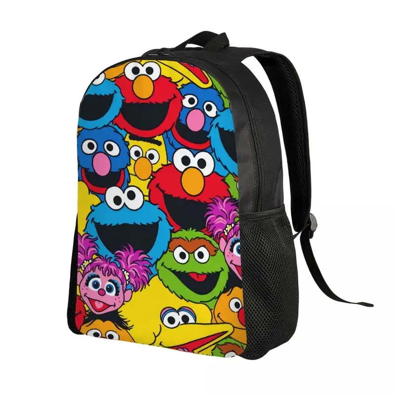 Mochila Cookie Monster para homens e mulheres, Moda de rua, Bookbag da escola, Faculdade Happy Elmo Bags, Acessórios Personalizados