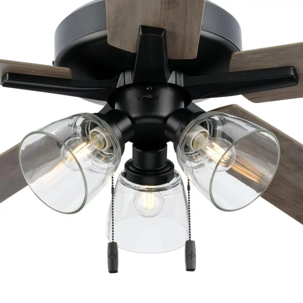 52 Inch Ceiling Fan with LED Light Kit 5 Reversible Blades Pull Chain Speed Settings Dimmable Bright Lighting Easy Installation