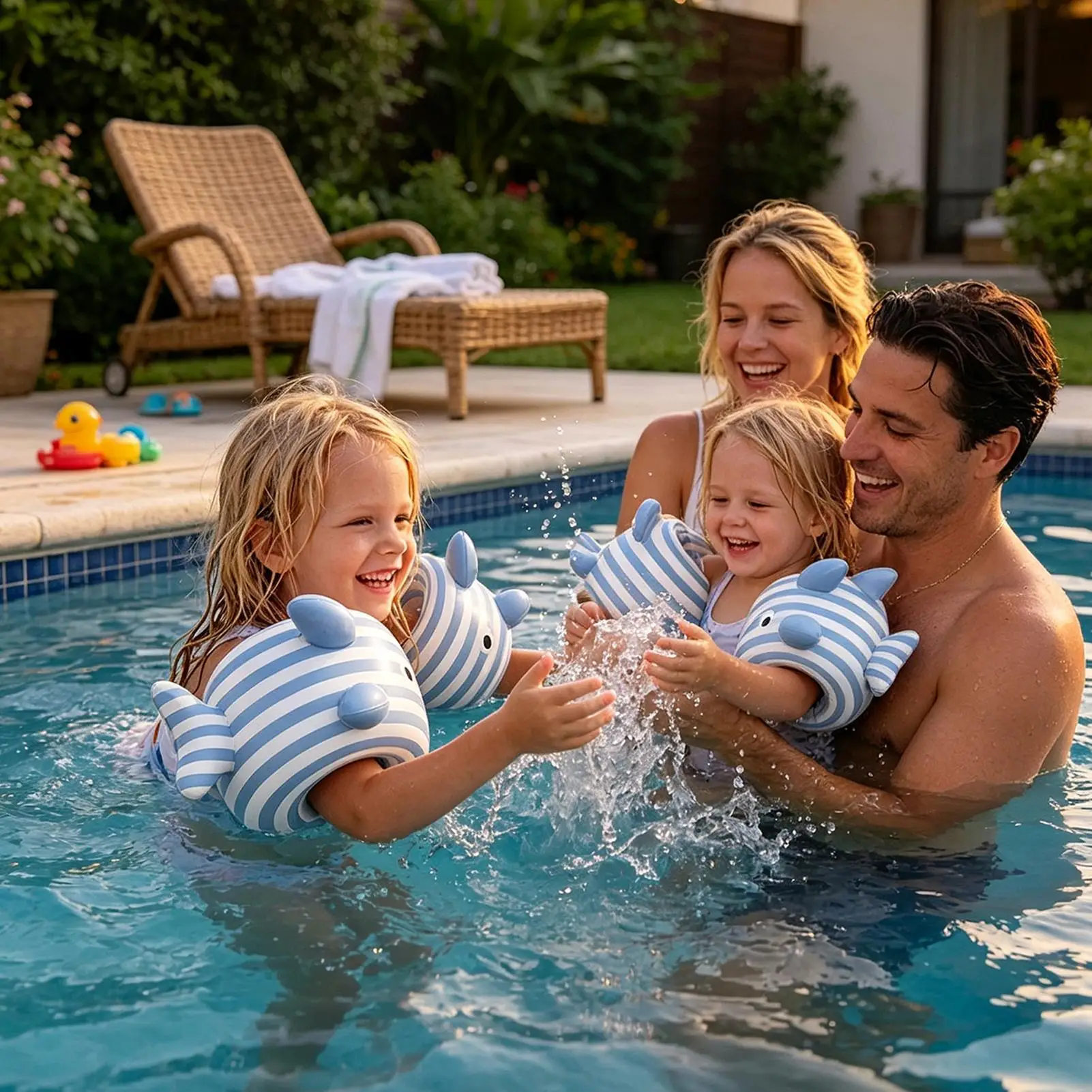 Swim Arm Bands For Kids 2 Pieces Fish Shape Leak-Proof Inflatable Pool Ring Swimming Arm Band For Kids Water Class Learning