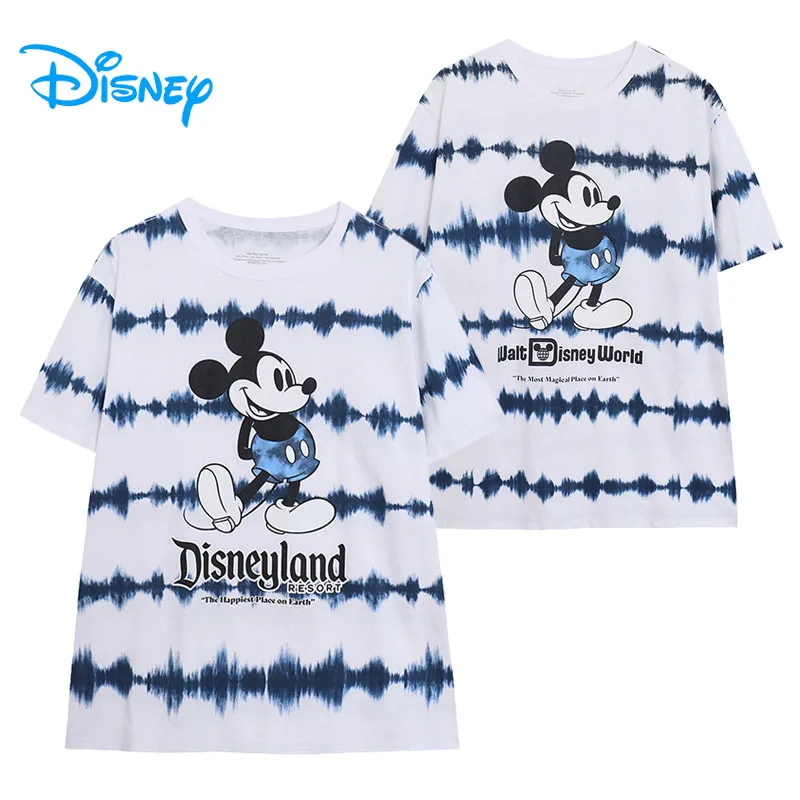 

Disneyland Tie Dye Cartoon T Shirt O Neck Women Short Sleeve Mickey Mouse Tshirt Top Disney World Casual Loose Tee Summer Femme
