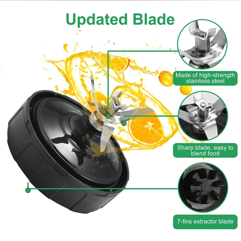 قطع غيار خلاط AC23 لـ Ninja Auto IQ، أكواب خلاط Ninja 24Oz + 32Oz مع مجموعة أغطية للذهاب، شفرة مستخرج الزعانف #4