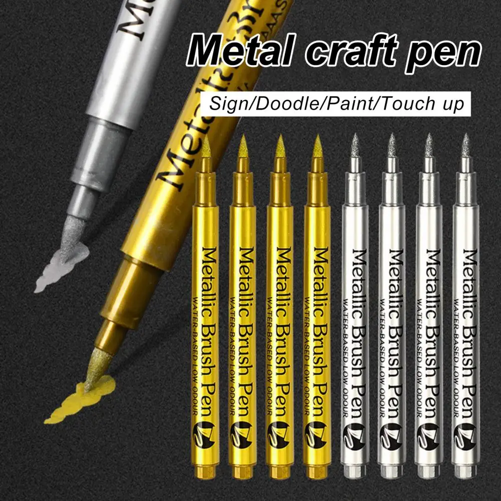 Creative Marker Pen  Waterproof Bright Color Paint Marker  Golden Silver Color Graffiti Marker