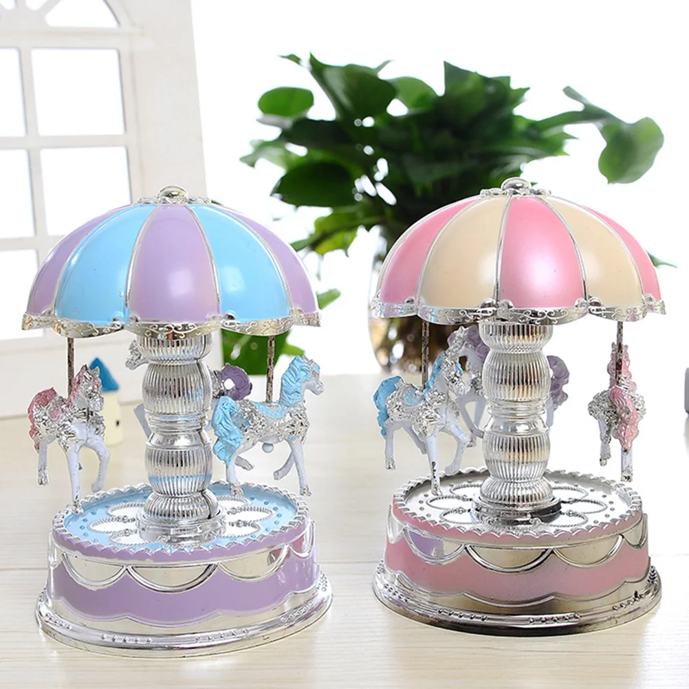 

2pcs Carousel Musical Box Rotating Christmas Gifts Craft nament Bedroom Living Room Study Office Decor Melody Gift