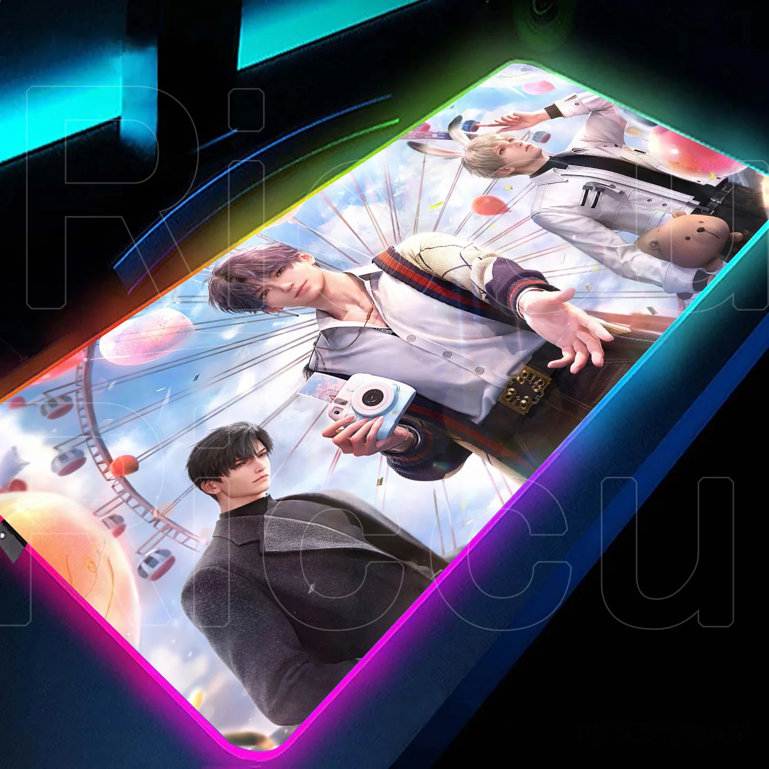 

Hot Gaming Love and Deepspace Mouse Pad LED Glowing Table Office Setup Accessories XXL RGB Backlit Rubber Non-slip Keyboard Mats