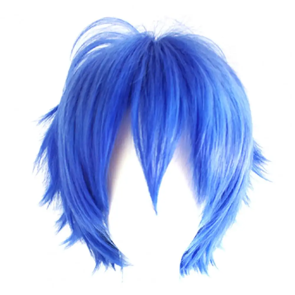 Uomini Anime Cosplay parrucchino parrucca sintetica parrucca Cosplay bianco rosso verde blu rosa giallo capelli parrucca a strati corti estensione dei capelli finti