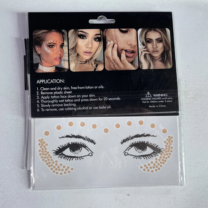 فلاش الذهب الوجه المؤقتة الوشم مقاوم للماء منعت النمش ملصقات ماكياج العين وهمية المؤقتة الوشم الفن ملصق 1 ورقة #4