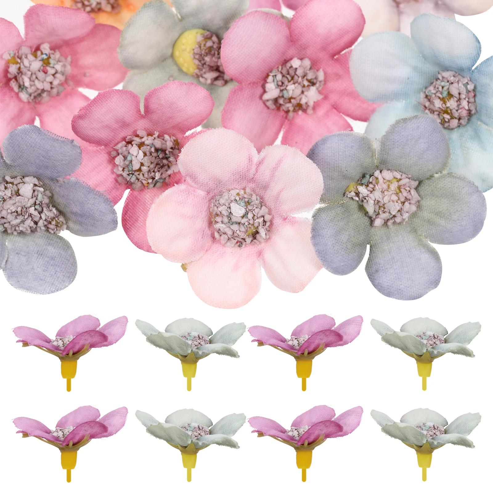 

50Pcs Fake Flower Heads Mini Artificial Daisies Soft Silk Material Realistic Look Craft Supplies for DIY Headdress Party