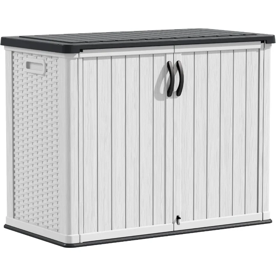 Outdoor Storage Cabinet Feet with Lockable Doors, Horizontal Storage Shed Waterproof Patio Tools Storage Box for Sofa Cushions,