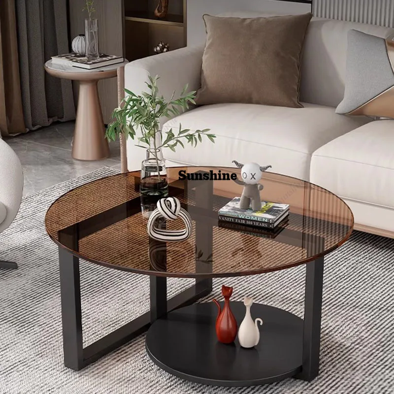 

Transparent Space Saving Coffee Table Unique Mechanism Decoration Designer Coffee Table Round Simple Couchtisch Home Furniture