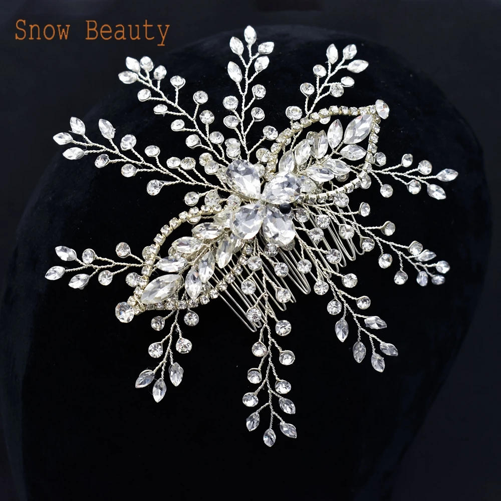 

DZ086 Silver Rhinestone Wedding Hair Combs Hair Accessories for Women Tiara Party Hairpins Crystal Bridal Headpiece Hair Clips