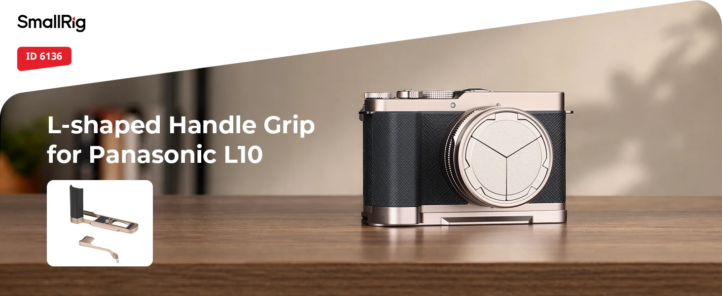 SmallRig L-förmiger Haltegriff für Panasonic LUMIX L10, Titan-Griff mit integriertem Silikon und Arca-Swiss Schnellwechselplatte – Detail 1