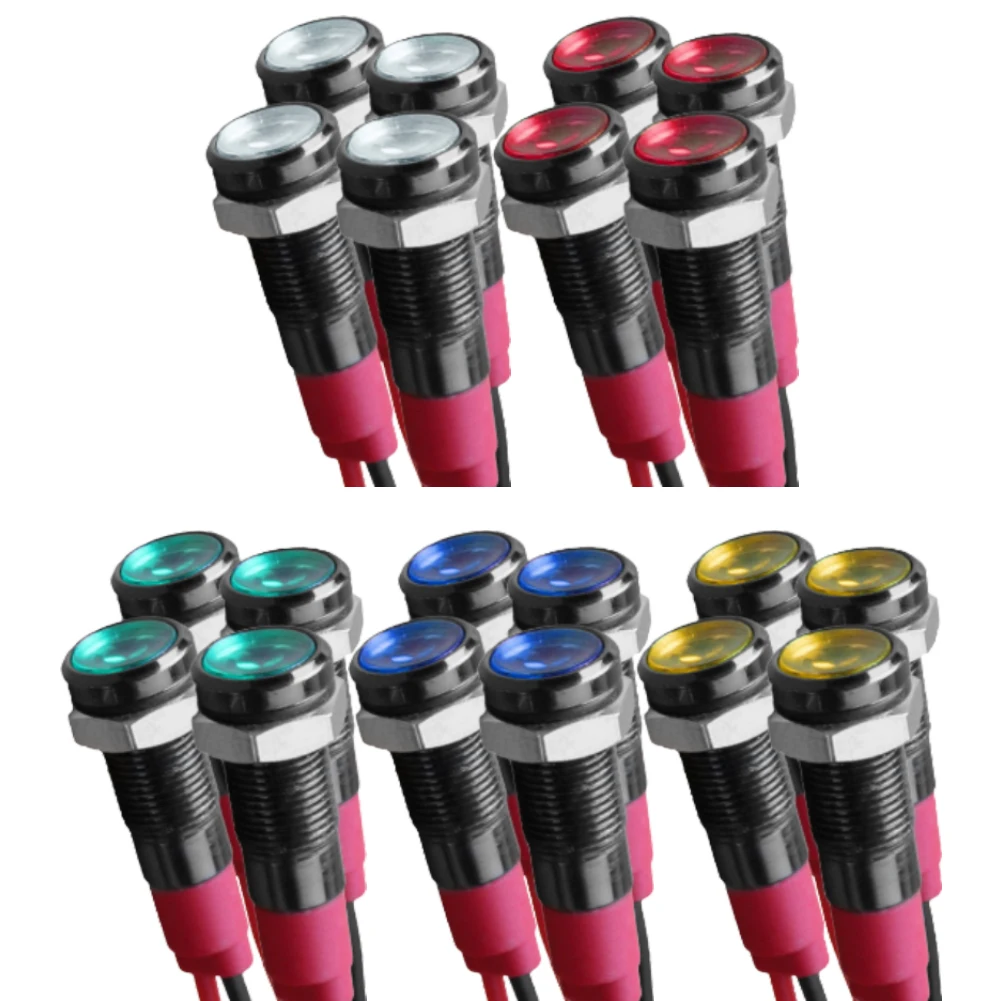 

Водонепроницаемый сигнальный светильник, металлическая панель, 4 шт., 6 мм, светодиодный индикатор, широкий диапазон напряжения, различные цвета, простая установка