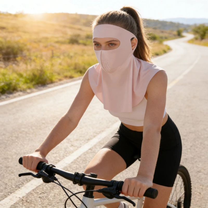 

Маска для лица с защитой от солнца, маска для лица Gini, женская маска с защитой от ультрафиолета, летняя солнцезащитная маска из ледяного шелка, защита шеи, дышащий ледяной шелк