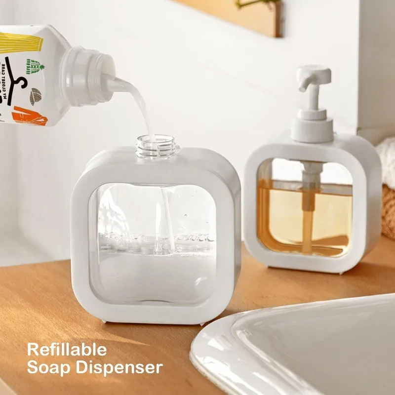 1pc 10 Oz White Large Empty Bottle for Laundry/Shower Gel/Hand/Dish Soap, Refillable with Waterproof Label.