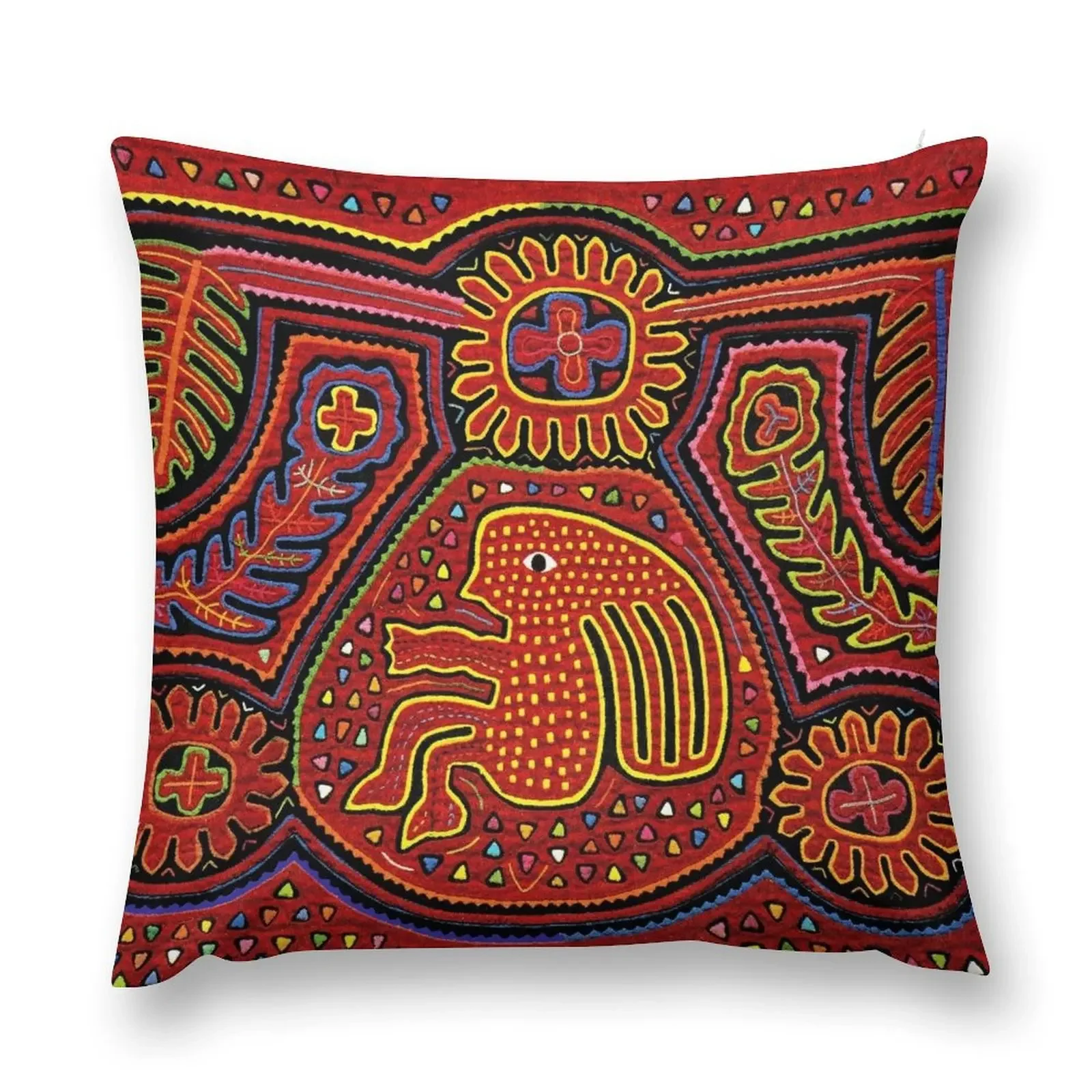 Kuna Indian Mola Girl on Bike Throw Pillow Christmas Pillow Cushion Cover Set pillow