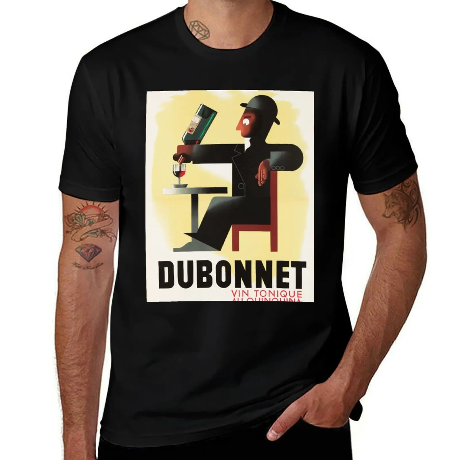 Dubonnet Vintage Beverage Poster T-Shirt Casual Simple Design Short Sleeve Shirt T-Shirt