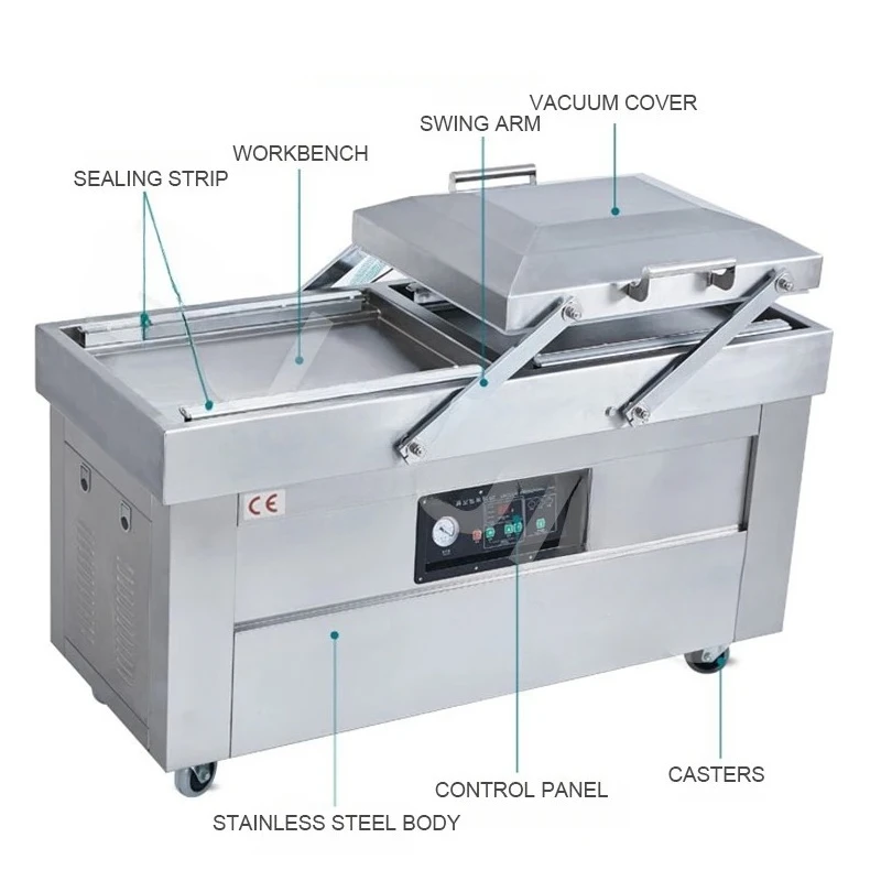 Soy Meat Dairy Double Chamber Fruit And Vegetable Sealing Machine Commercial Double Chamber Continuous Vacuum Packager