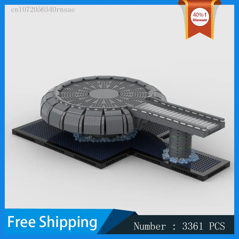 MOC Building Block Space Ship Shuttle Landing Platform DIY Bricks Modular Model Assemble Toys Film Scene Children Birthday Gifts