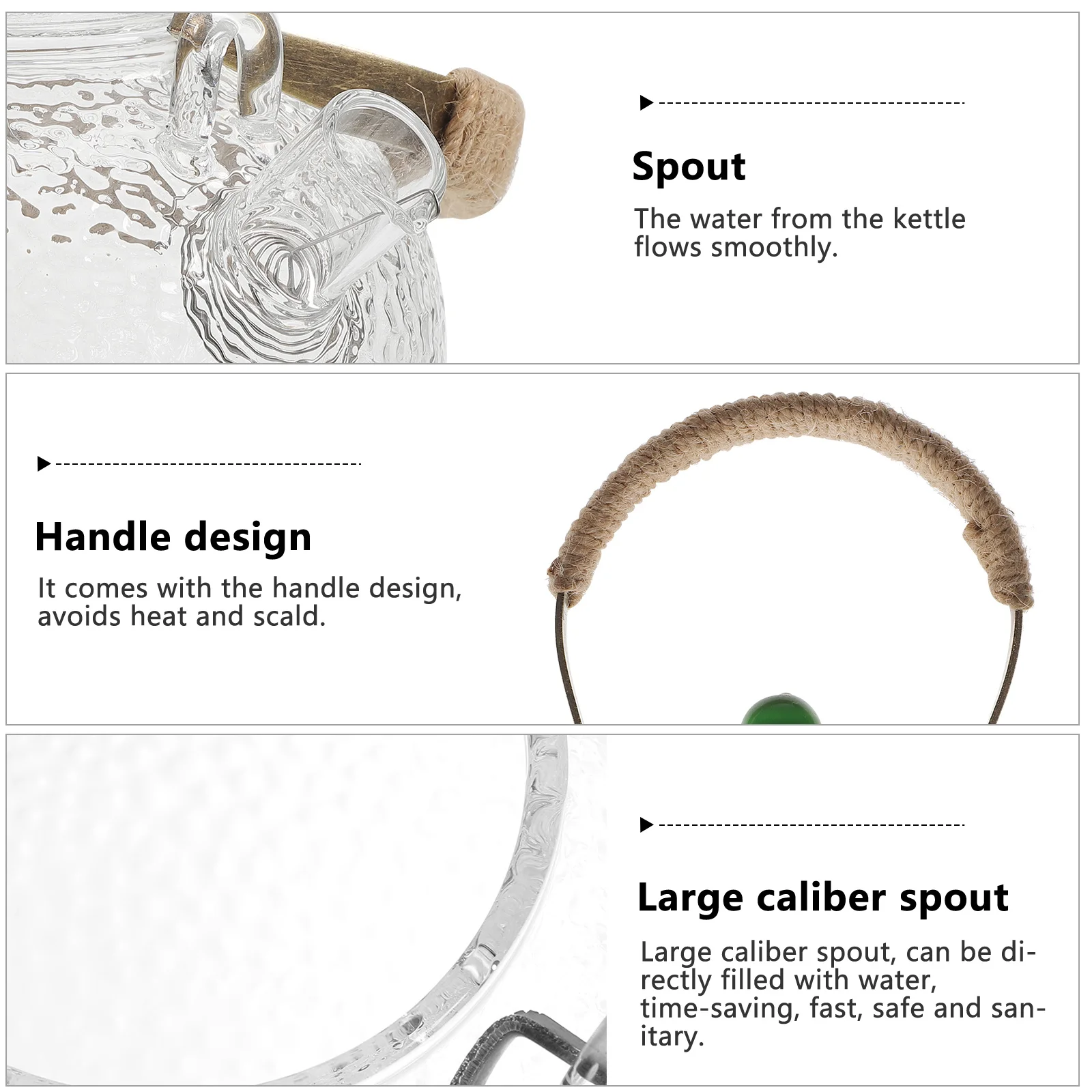 

Glass Teapot Heat Resistant Clear Kettle Removable Lid Easy Clean Fill Tea Pot for Blooming Flower Tea Best Gift