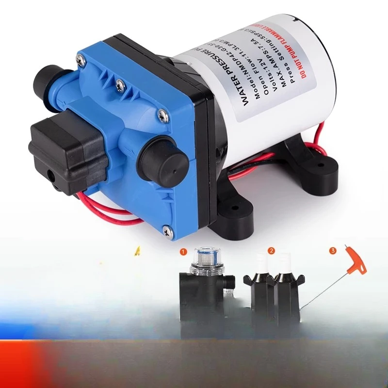 

F42 RV water pump 12V24V self-priming booster pump Horizontal marine DC miniature electric high pressure diaphragm pump