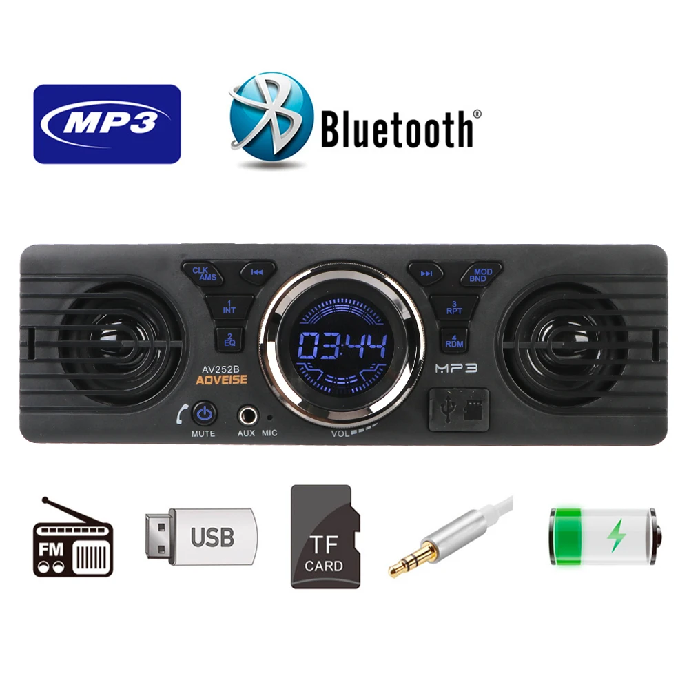 

AUX Input MP3 Player Built-in 2 Speakers Bluetooth Hands-free Car Radio FM Audio USB TF Card 1 Din Auto-radio Digital Clock