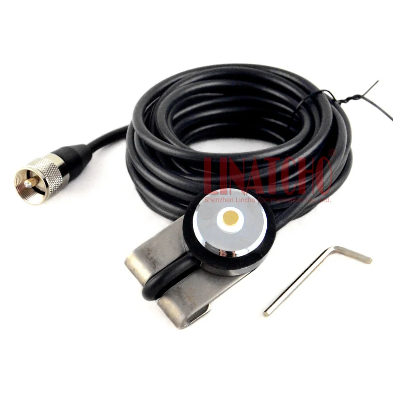 5 Meters car radio antenna NMO Trunk Lid Mount RG58U Coaxial Cable PL-259 Plug Stainless Steel Bracket