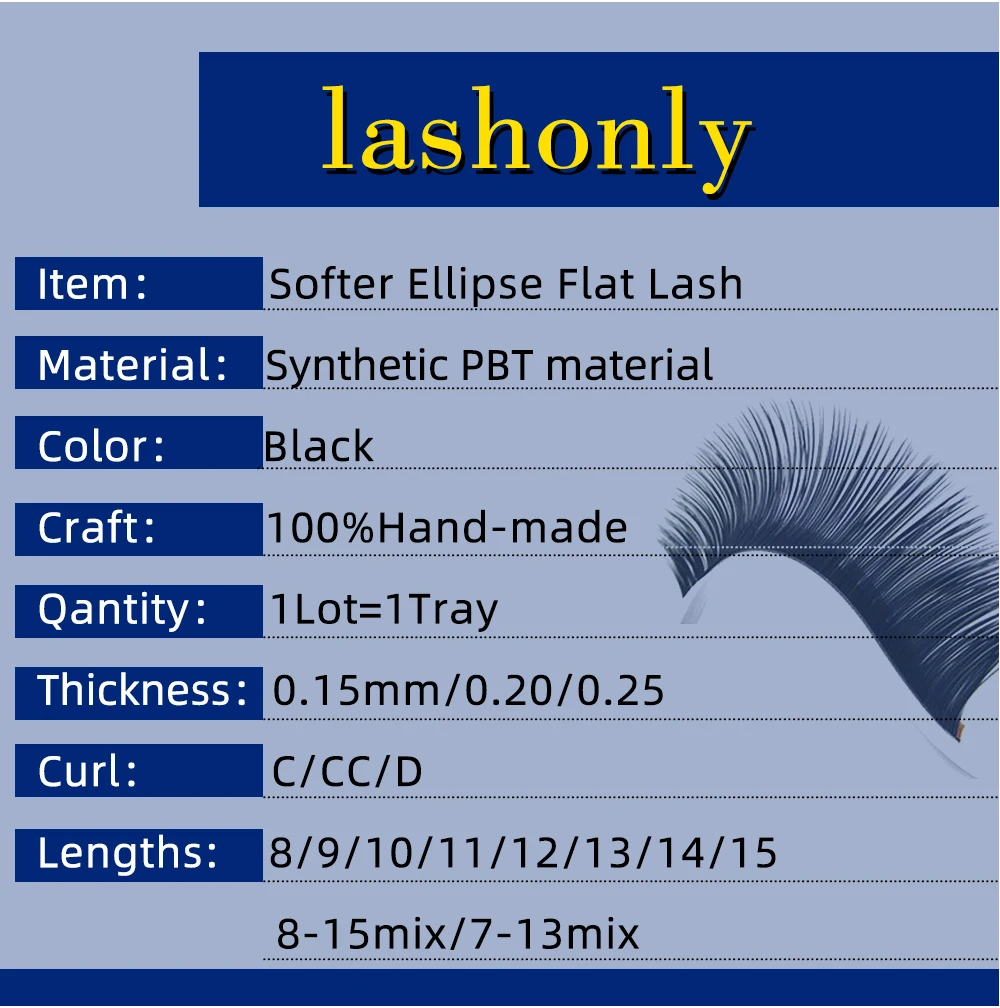 Lashonly Weicher Ellipse Flache Wimpern Verlängerung Großhandel Kaschmir Nerz Split Tipps Matte Falsche Wimpern Extensions Liefert Volumen – Detail 3