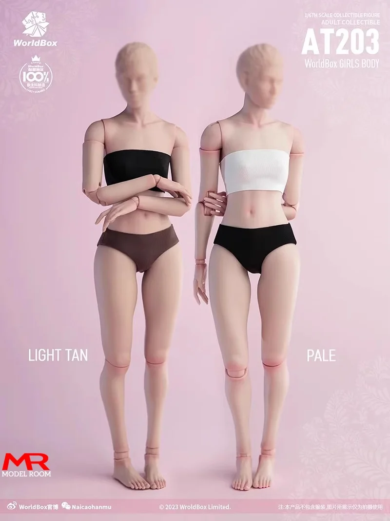 Worldbox AT201 AT202 AT203 AT206 AT210 1/6 جسم مفصل أنثى 12 بوصة مرنة شاحبة خفيفة تان عمل الشكل دمية الجسم المفصلية