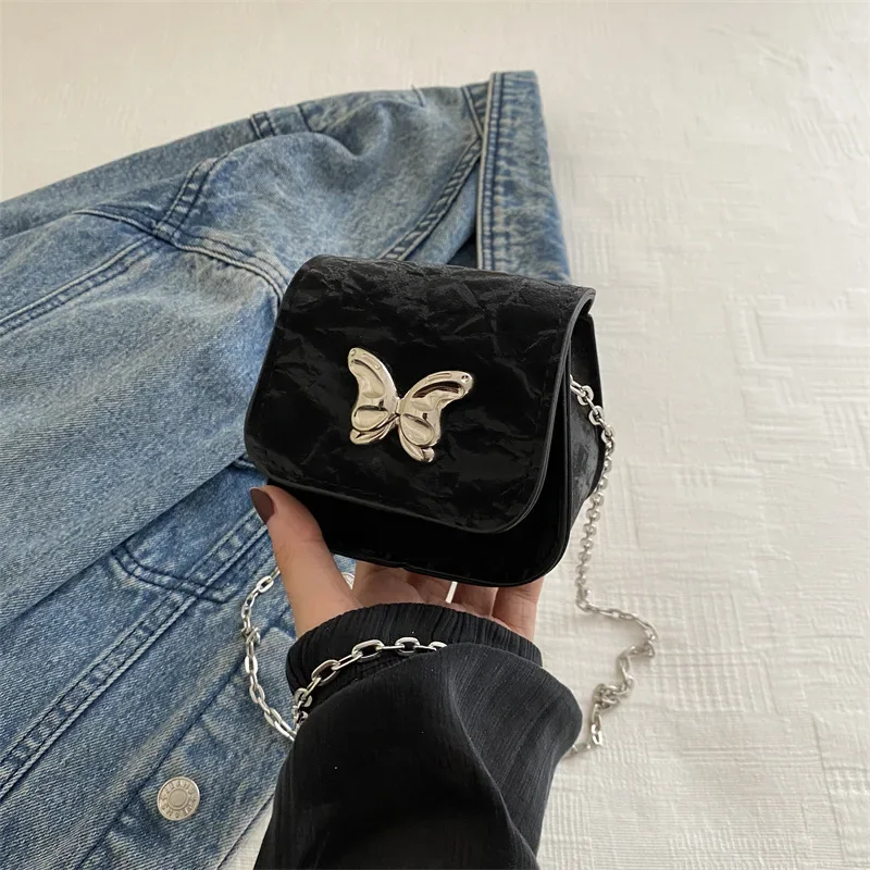 

Metal Butterfly Women's Mini Shoulder Bag Fashion Chain Ladies Small Crossbody Bags PU Leather Female Dinner Party Clutch Purse
