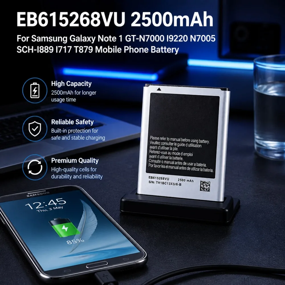 

In Stock EB615268VU 2500mAh 3.7V Battery For Samsung Galaxy Note 1 GT-N7000 I9220 N7005 SCH-I889 I717 T879 Mobile Phone Battery