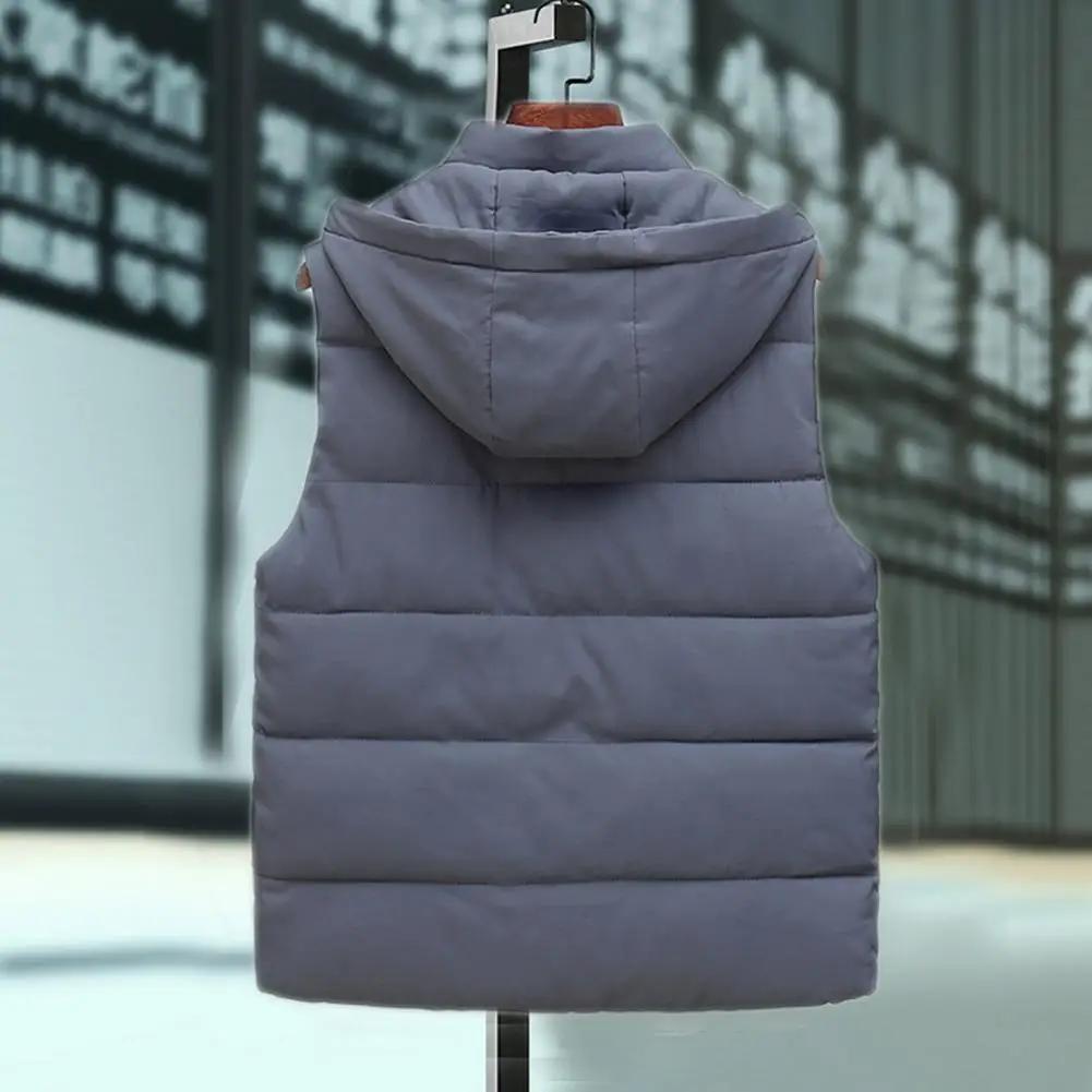 2025 Autumn Winter Men's Hooded Vest Solid Casual Outdoor Sports Couple Waistcoat Fashion Sleeveless Thicken Warm Jackets Male