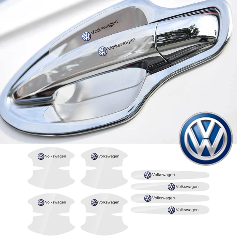 8Pcs Car Door Handle Stickers Anti Scratch Protector Films For VW Tiguan Arteon Taigo Caddy Sharan Beetle CC Amarok Transporter