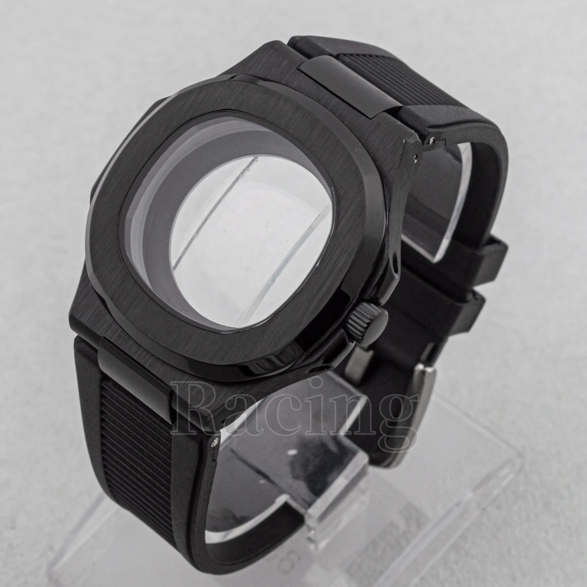 NH35 Watch Case Rubber Strap for Nautilus Sapphire Glass 41mm Case Watchband fit NH35/NH36 Automatic Movement Watch Accessories