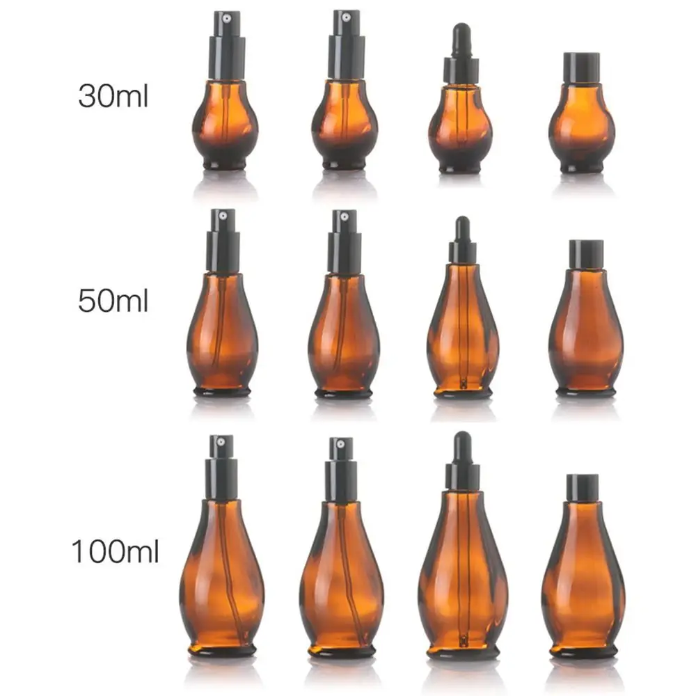 Empty Spray Bottle Amber Glass Travel Refillable Portable Refillable Shampoo Perfume Liquid Atomizer Empty Dropper Bottles Pump