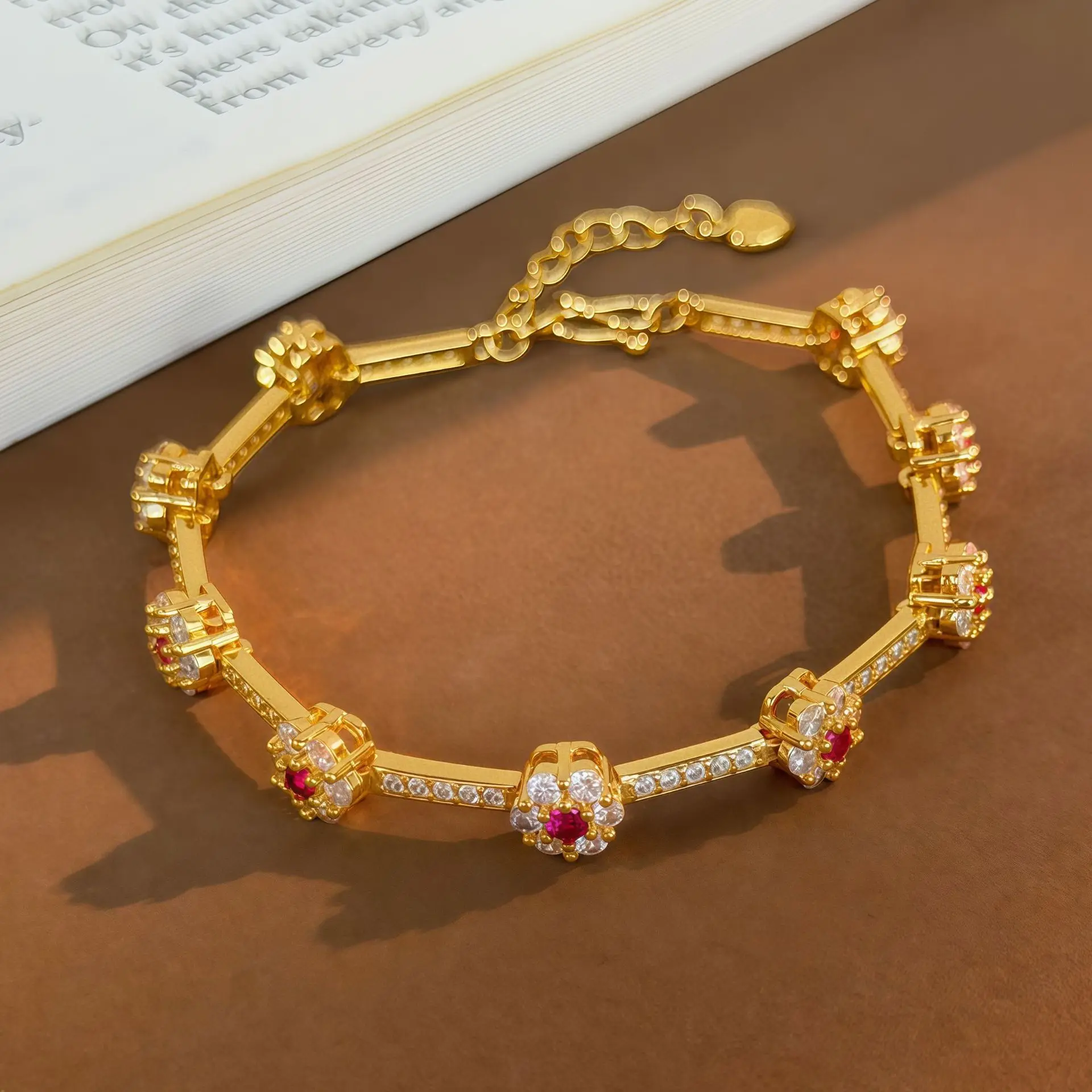 

Роскошный браслет из чистого золота 24K 9999 пробы с цветком сливы, модный браслет с полным покрытием бриллиантами для женщин