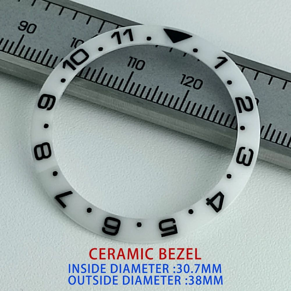 Наклонная керамическая вставка безеля 38 мм * 30,7 мм, керамический/алюминиевый светящийся безель, подходит для мужских часов 40 мм, сменные часы