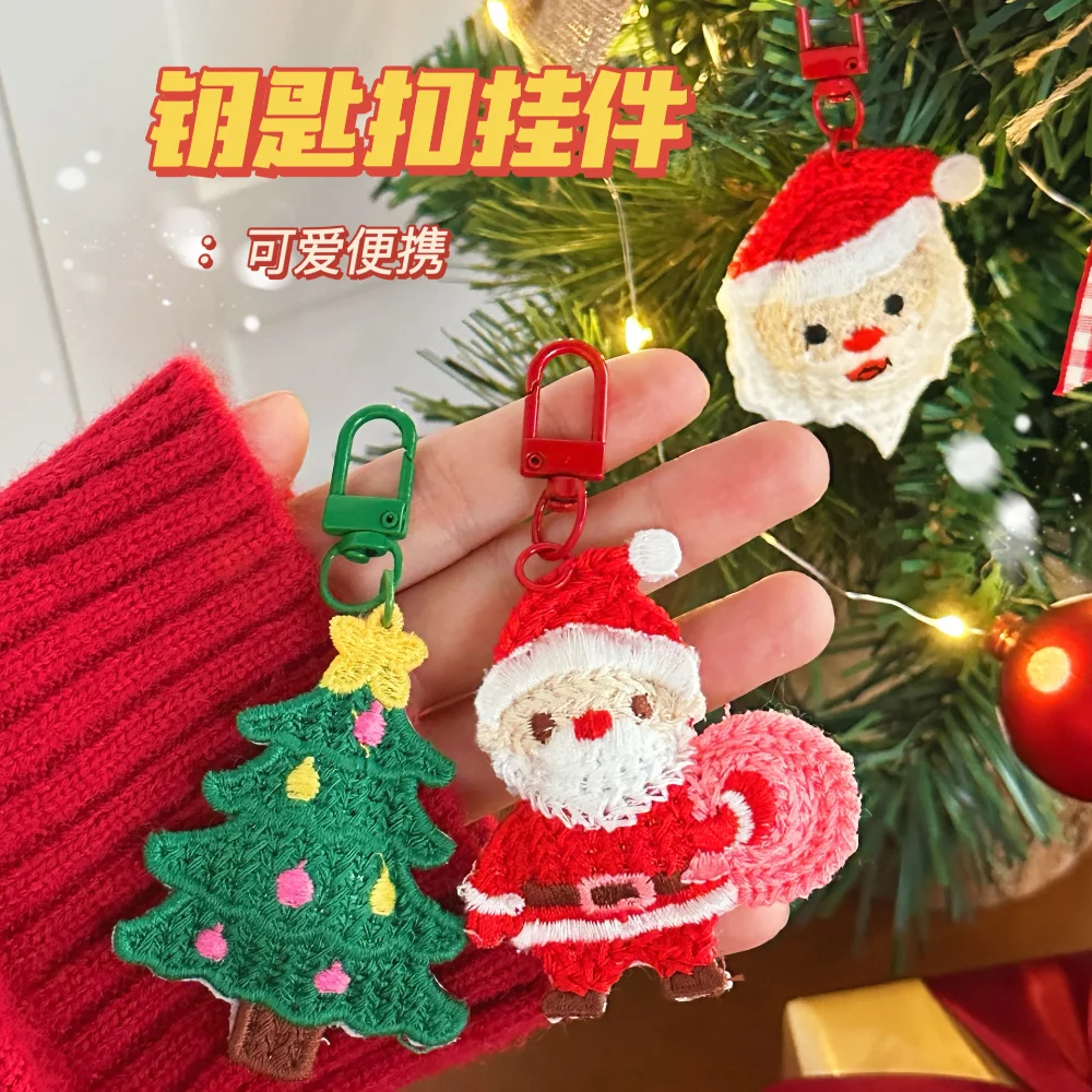Snowman Keychain Colorful Woven Pendant Keychain Santa Claus Keychain Festive For Stocking Stuffer Gifts Holiday Decoration