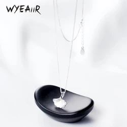 WYEAIIR 925 Sterling Silver Artistic Creativity Ginkgo Leaf Fine Jewelry Luxury Female Necklace For Women Party Birthday Gift