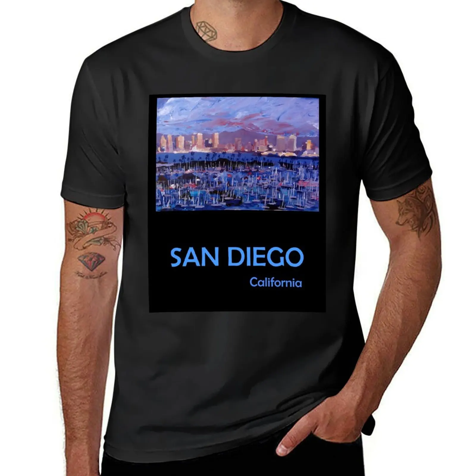 

San Diego California Retro Travel Poster T-Shirt animal prinfor boys anime plus size tops oversizeds mens t shirt