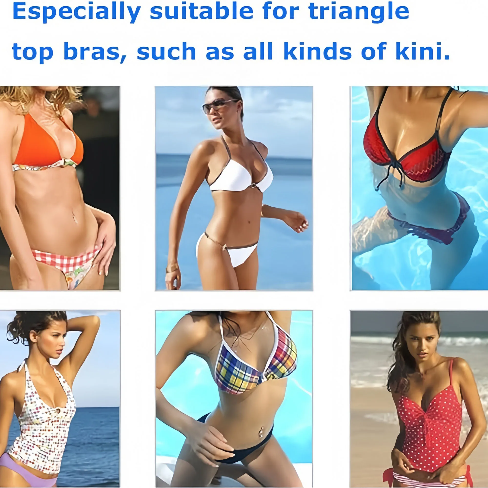 1 Pair of Invisible Bikini Self-Adhesive Thickeneded Inserts Waterproof Bra Cute Strapless Triangle Silicone Breast Pads Breast Lift Push-Up Silicone Bra Inserts image 6