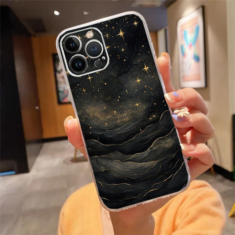 

Clound Moon Star Night Phone Case Carcasa Funda For iPhone 17 Pro Max Air 17 16 15 14 13 Pro Max 15 16 Pro 15Plus